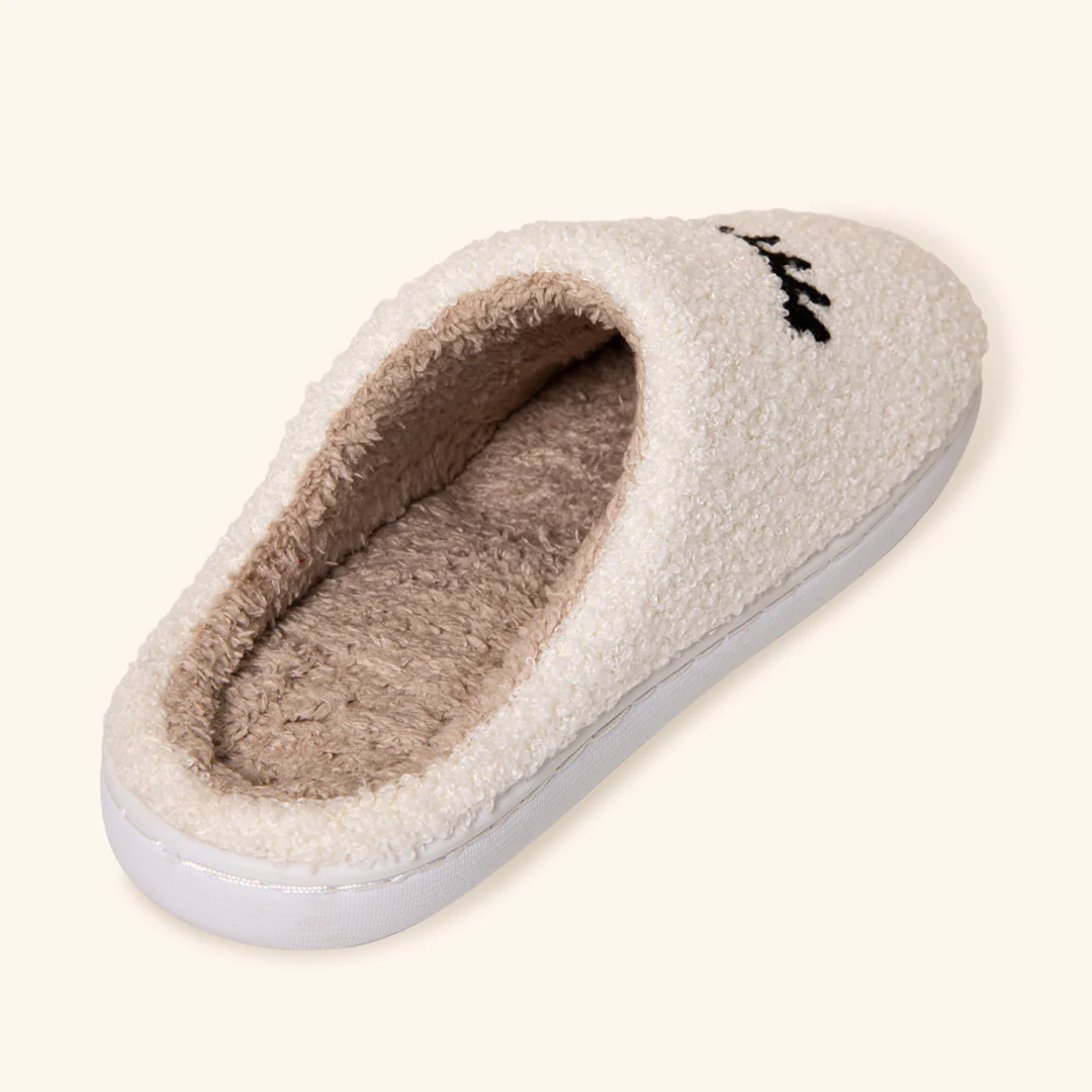 Cozy Teddy Slippers with Lash Design - Image 3